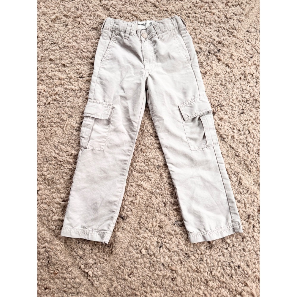 Abercrombie Kids Tan Loose Cargo Pants Boys Size 5/6 Regular Straight Leg Stone